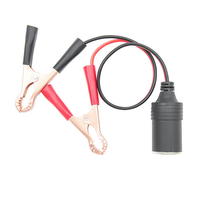 Alligator Clip To Cigarette Lighter Female Power Converter Battery Adapter Auto Socket 12V Power Car Cigarette Lighter