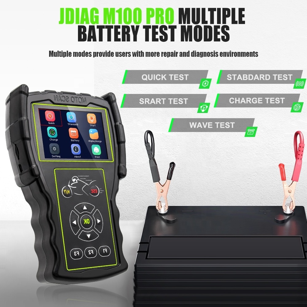 JDiag M100 Motorcycle 2in1 OBD2 Automotive Diagnostic Scanner Support 12V Battery Analyzer Tester