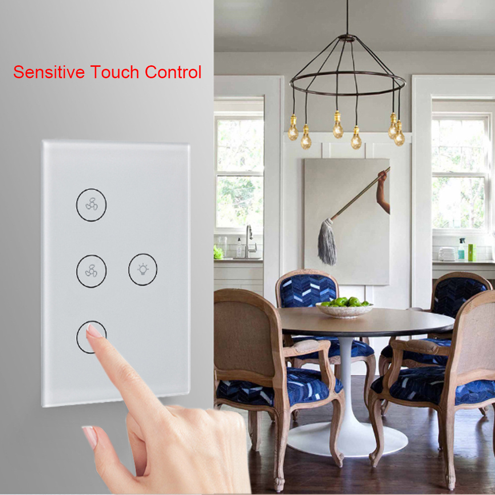 Smart Home US WiFi Ceiling Fan Light Switch Tuya APP Remote Speed Control Voice Smart zigbee Fan Light Switch