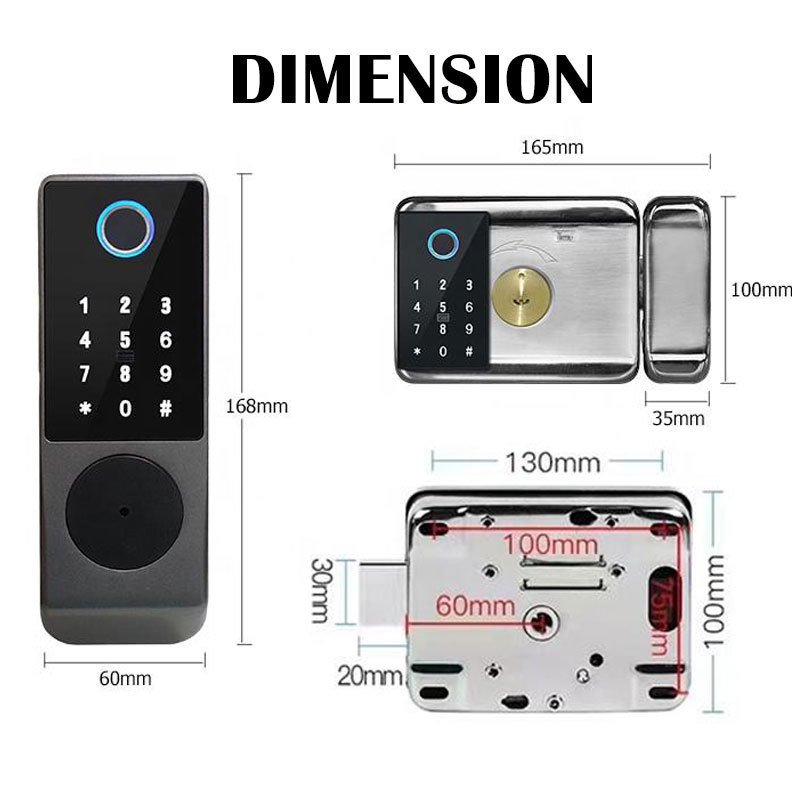 factory Luxury TUYA WIFI Digital Door Knob Rfid Card Key Digit Fingerprint Smart Lock Double-sided Fingerprint Rim Door Lock R07