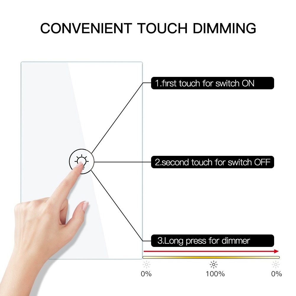 EU  US tuya wifi  1 2 3 gang smart dimmer Switch 110 220 v  zigbee touch led dimmer light Switch