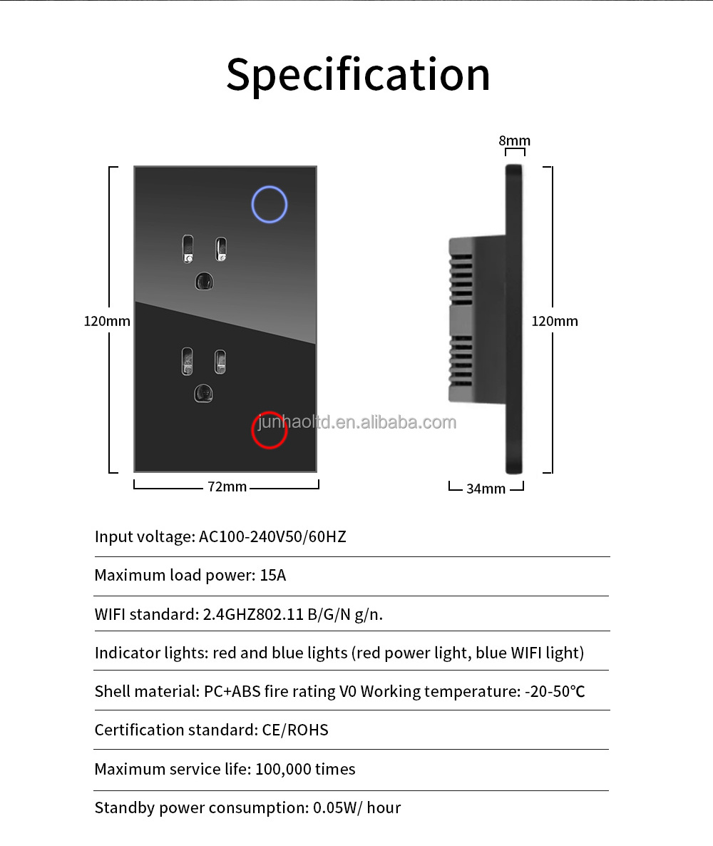 AU US Factory  Tempered Glass Tuya Smart Wifi Wall Sockets Controlled Power Points Double Glass Touch Switch Wall Socket