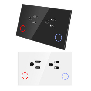 AU US Factory  Tempered Glass Tuya Smart Wifi Wall Sockets Controlled Power Points Double Glass Touch Switch Wall Socket