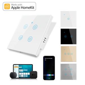 Eu 1/2/3/4 Gang Wireless Remote Glass Touch apple  Homekit Wifi Smart Light Switch With App Voice Control