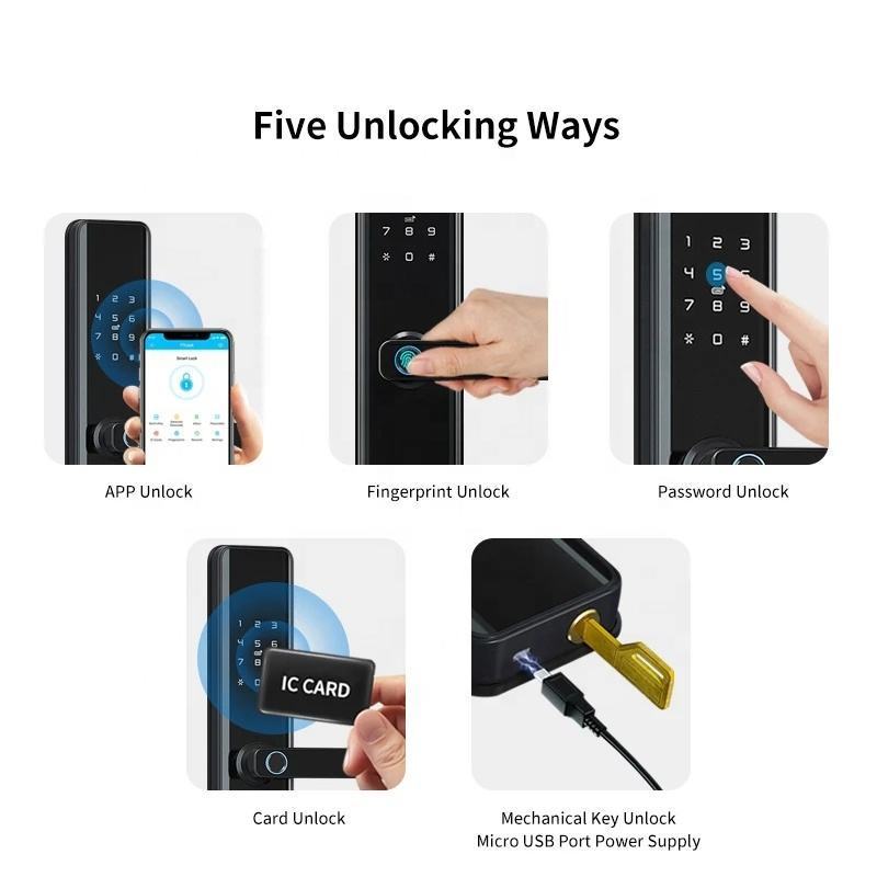 Electric electronic keyless entry tuya smart door lock wifi nfc for front door, automatic home rfid smart intelligent door lock