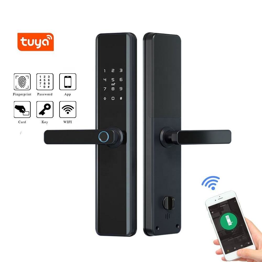 Electric electronic keyless entry tuya smart door lock wifi nfc for front door, automatic home rfid smart intelligent door lock