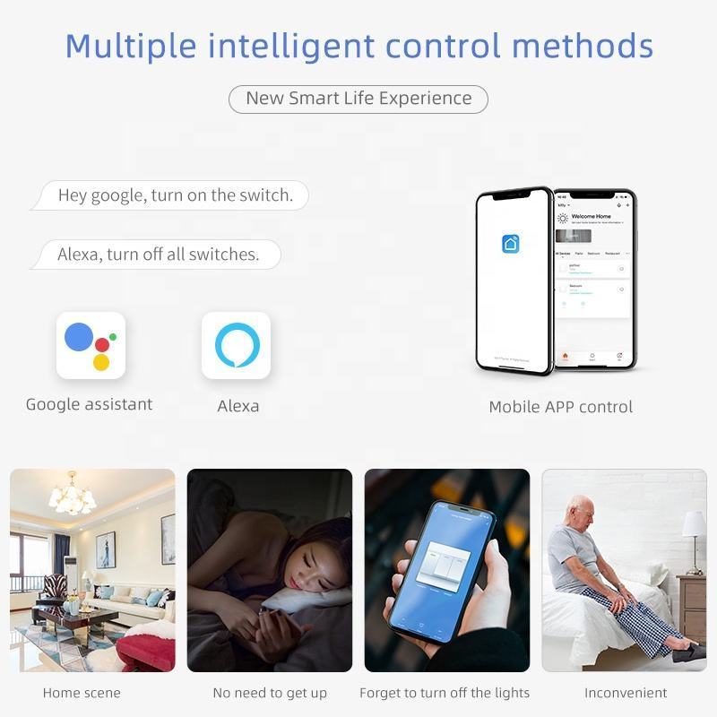 2023 EU UK Standard Wifi 2 gang metal frame Smart Touch Intelligent switch compatible Alexa google home