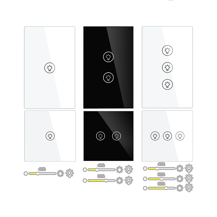 tuya 1 2 3 gang wifi smart switch dimmer wi-fi light white glass panel touch 2way zigbee  led dimmer switch 220V