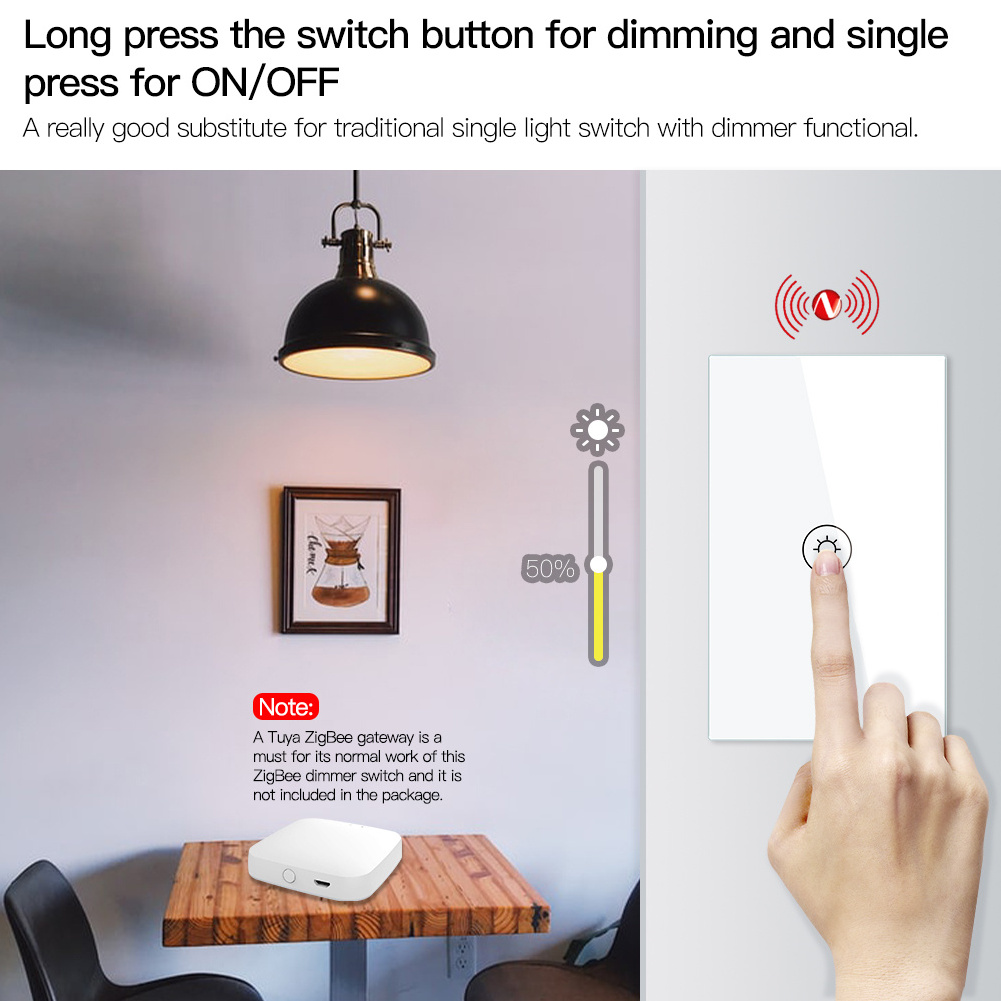 tuya 1 2 3 gang wifi smart switch dimmer wi-fi light white glass panel touch 2way zigbee  led dimmer switch 220V