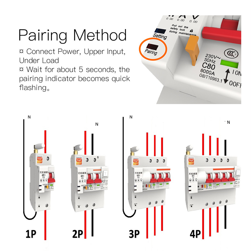 Tuya WiFi Smart Circuit Breaker 3P 16A-125A Automatic Switch Overload Short Circuit Work With Alexa Tuya App Smart MCB