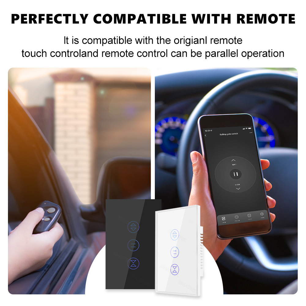 Tuya Smart Life WIFI Remote Control Shutter Rolling Door Smart Touch Switch with Alexa and Google Home for roller shutter motor.