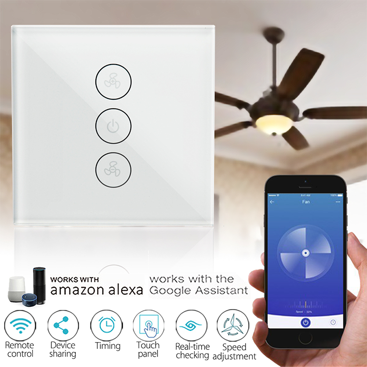 TUYA Smart Fan Switch EU WiFi Wireless Timing Remote Control Wall Ceiling Fan Switches