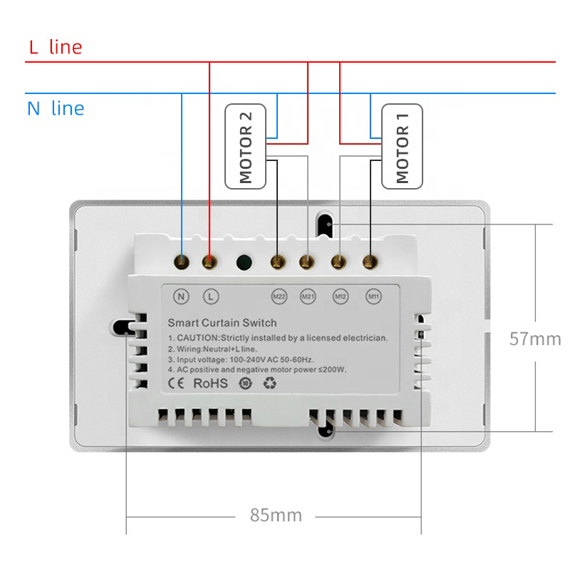 2 way ZigBee curtain switch tuya WiFi smart touch home electric up and down rolling shutter shutter controller curtain motor