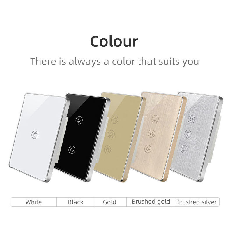 2023 New luxury  tempered glass Aluminum frame tuya WiFi smart switch zigbee smart light wall switch