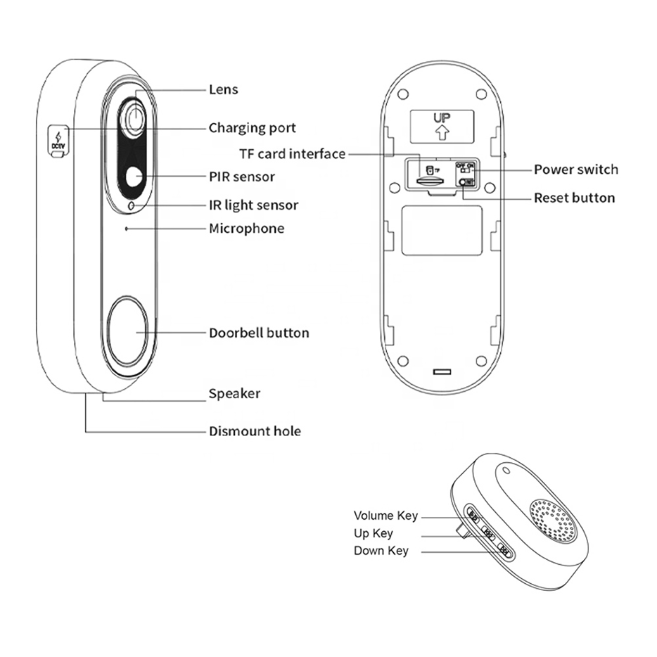 tuya wifi Smart doorbell cameras for home security 1080P 2K VIdeo Doorbell Wifi Camera for door