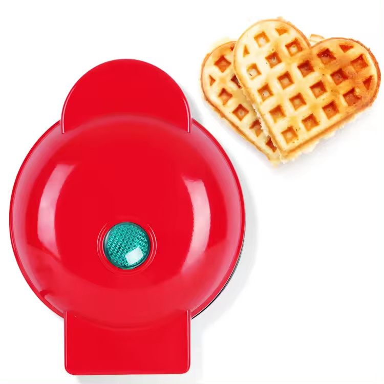 Mini Waffle Maker Machine for Paninis Hash Browns & Other On the Breakfast Lunch or Snacks to Non-Stick Sides Red Heart 4 Inch