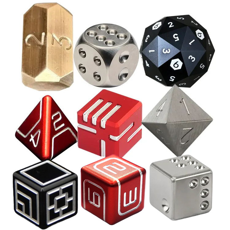 Custom aluminum brass titanium stainless steel metal board game dice set