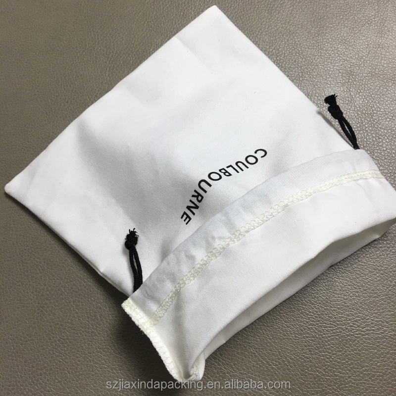 Custom Logo Printed Soft Brushed Cotton Twill Gift Drawstring Packaging Shoe Bag Luxury Cotton Shoe Dust Bag