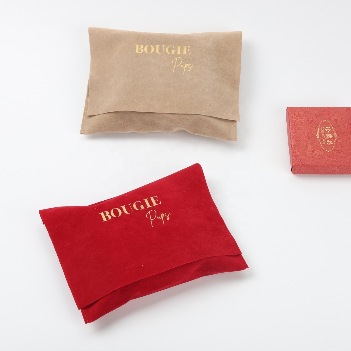 Custom Luxury Soft Velvet Shoe Pouch Envelope Dust Bag With Gold Logo Envelope Jewelry Perfume Pouch