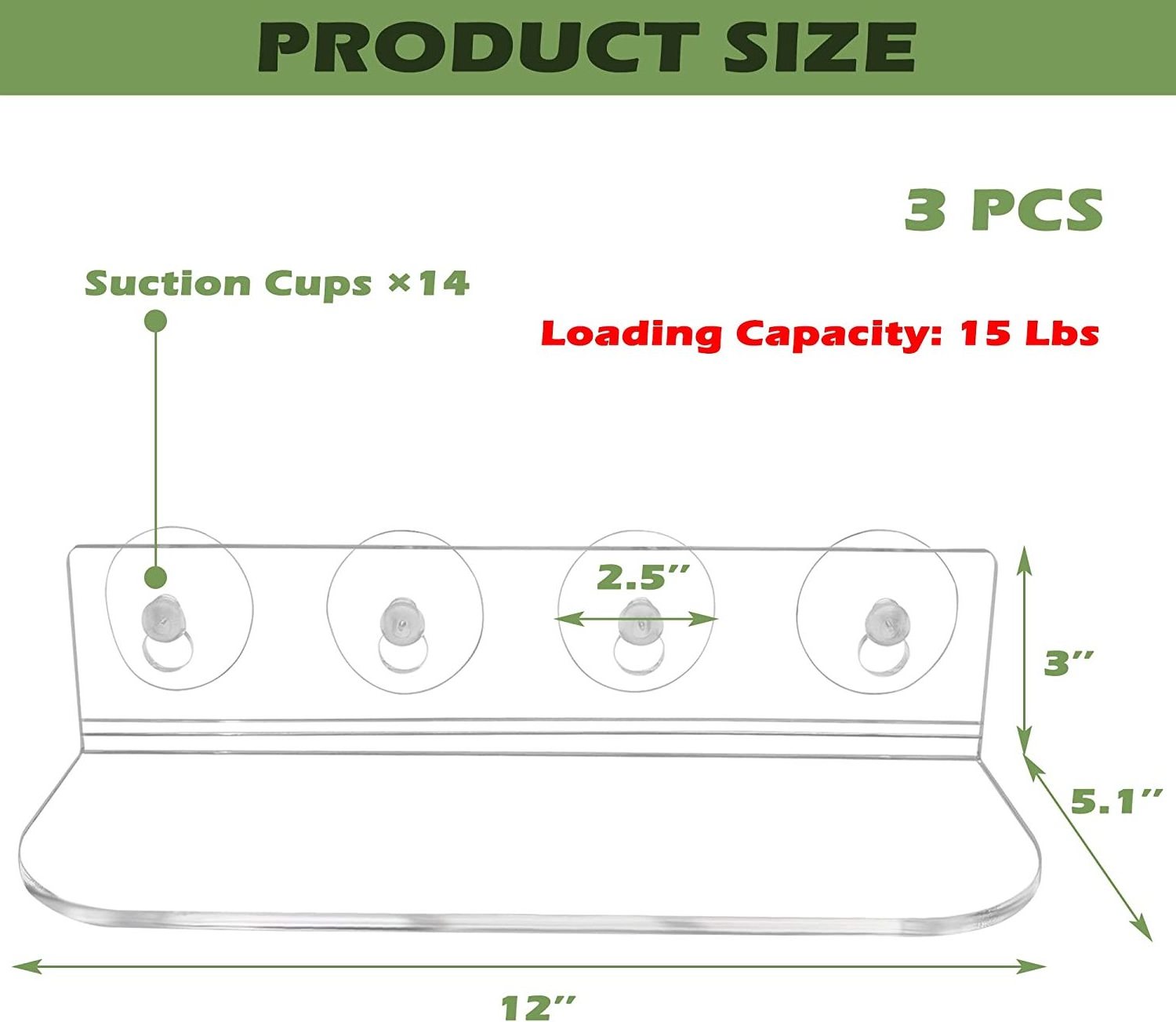 3 Pack 12 Inch Suction Cup Window Shelf Ledge Garden Stand Acrylic Window Plant Shelves for Succulent Planters and Herb Pots