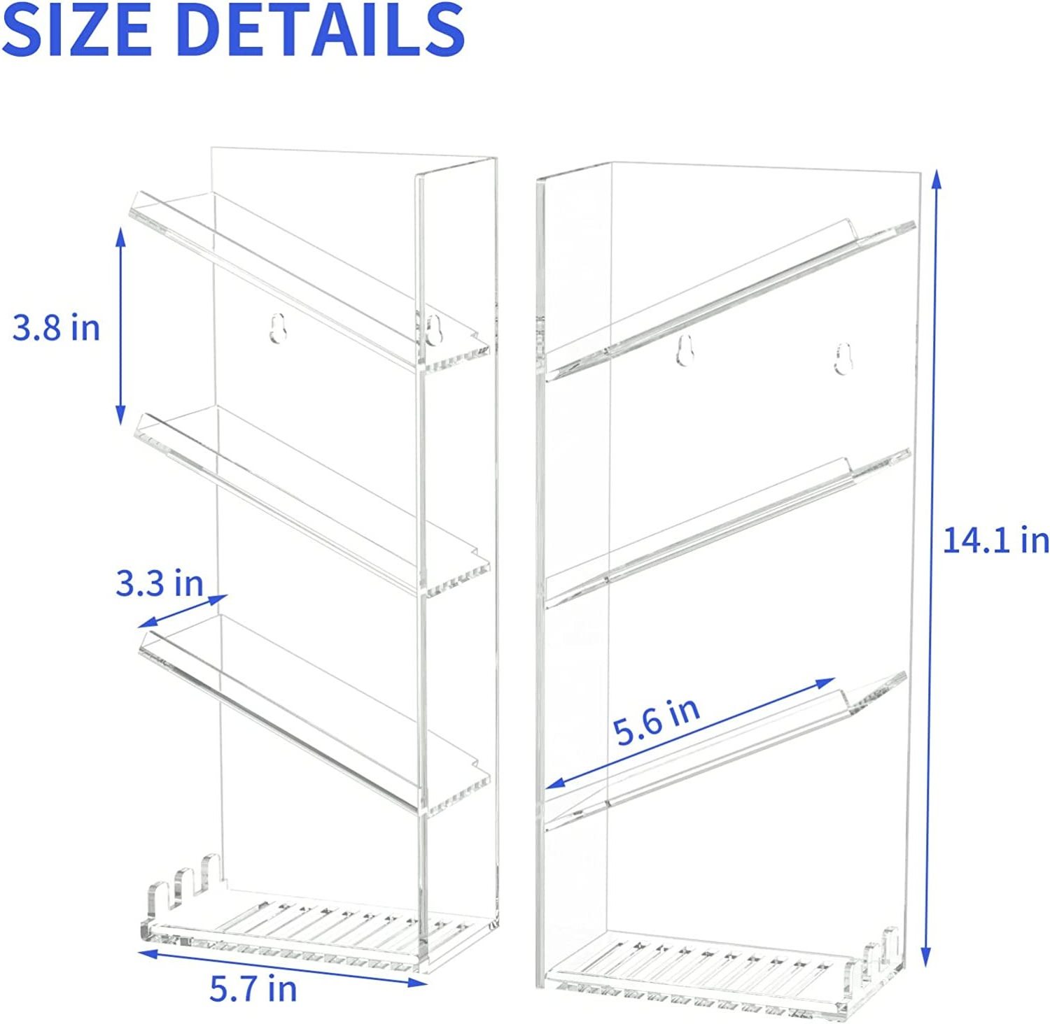 2 Pack Wall Mounted 4 Tier Shower Caddy  Clear Shampoo Holder Organizer Shelf  Acrylic Bathroom Organizer