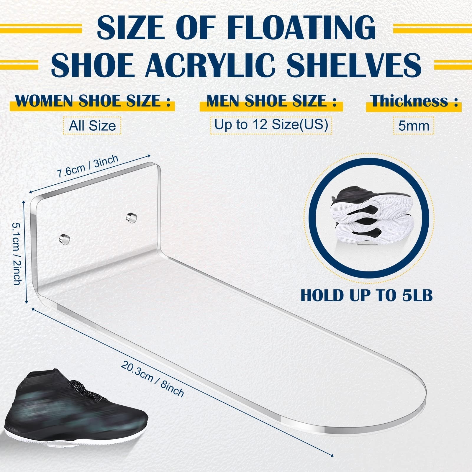 Factory Wholesale Clear Wall Mounted Sneaker Show Top Shoes Showcase Sneaker Acrylic Wall Floating Shoe Storage Display Shelf