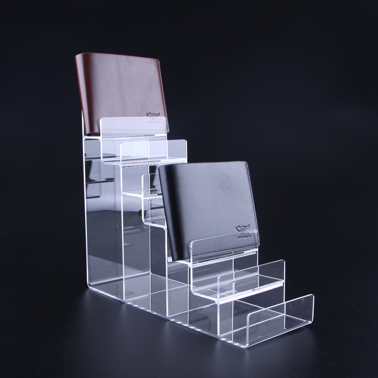 Factory Custom Perspex Wallet Counter Stands Purse Holder Rack Custom Clear Acrylic Wallet Display Stand