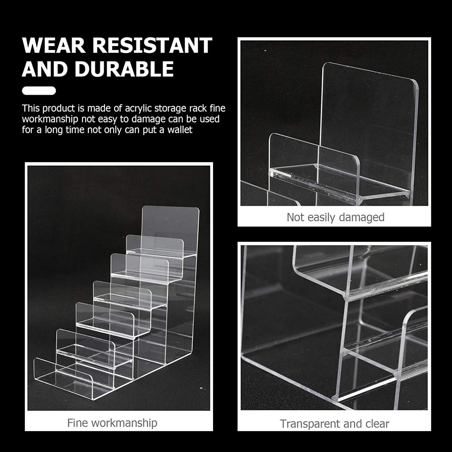 6-Tier Clear Stand Handbag Purse HolderJewelry Display Riser Organizer Acrylic Wallet Display Stand