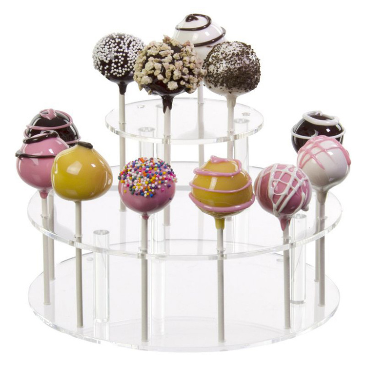 3-Tiers Lollipop Candy Display Stand Custom Acrylic Cake Pop Display Holder for Birthday Party