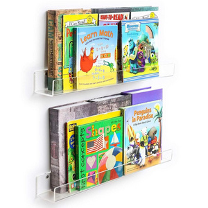 Hot Sale Acrylic Bookshelf Display Rack Clear Plastic Floating Wall Shelves Bathroom Acrylic Book Wall Storage Shelf