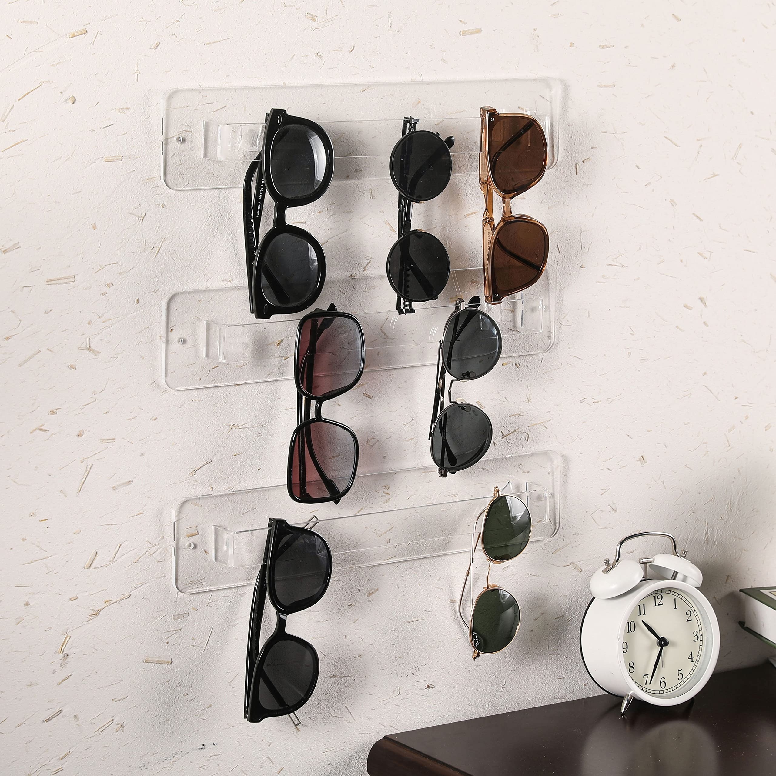 Factory Wholesale Modern Design Wall Mounted Sunglasses Necklace Jewelry Clear Acrylic Hanger Rack Eyewear Display Rail Holder