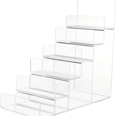 6-Tier Clear Stand Handbag Purse HolderJewelry Display Riser Organizer Acrylic Wallet Display Stand