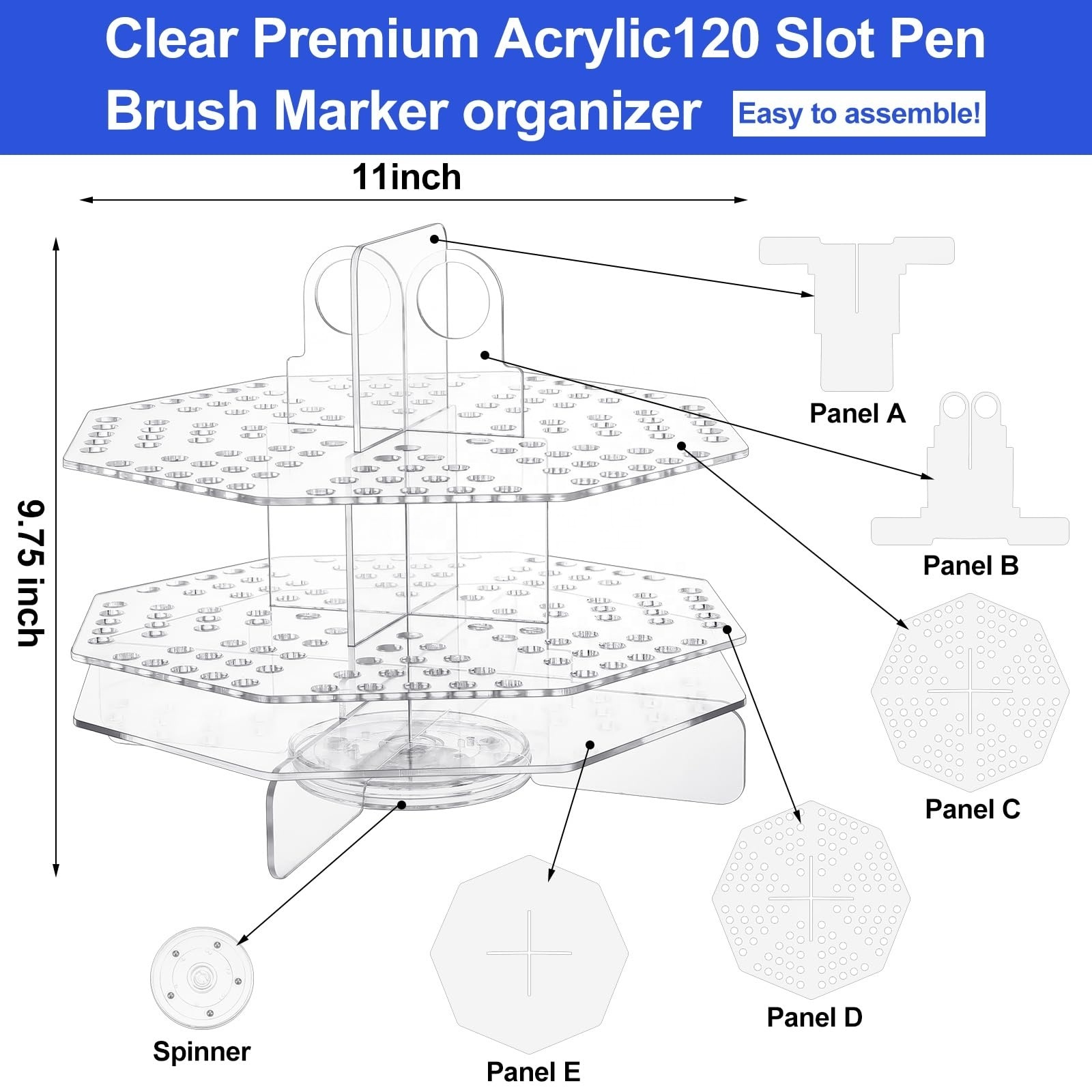 Factory Wholesale Clear Pencil Holder Makeup Brushes Art Supply Storage Craft Shows Acrylic Desktop Organizer Pen Display Stand