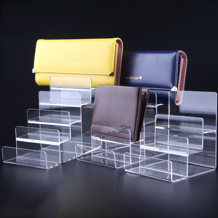 Factory Custom Perspex Wallet Counter Stands Purse Holder Rack Custom Clear Acrylic Wallet Display Stand