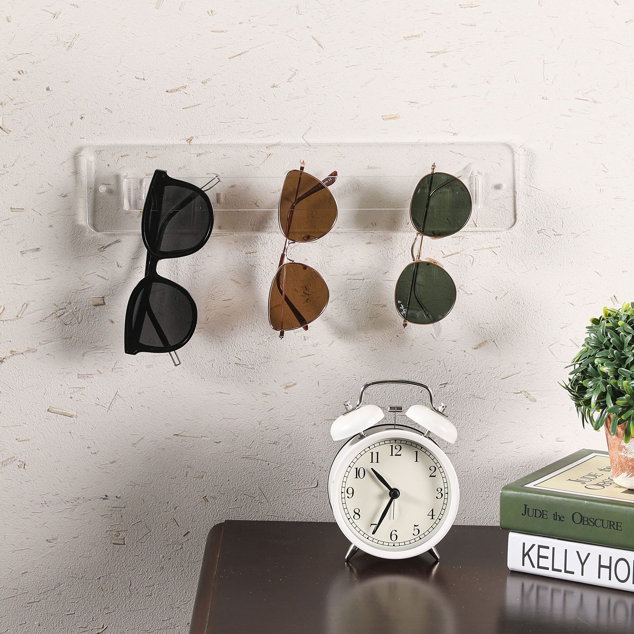 Factory Wholesale Modern Design Wall Mounted Sunglasses Necklace Jewelry Clear Acrylic Hanger Rack Eyewear Display Rail Holder