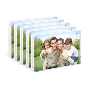 4x6 5x7 Double Sided Self Standing Desktop 20mm Thick Acrylic Picture Frame Magnetic Picture Frame Clear Acrylic Photo Frames