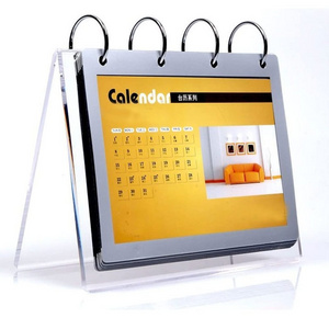 Factory  Acrylic Page-Turning Calendar Clear  Menu Stands Tabletop Flip Calendar  With PVC Pocket Acrylic Calendar Organizer