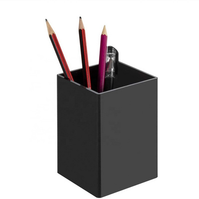 2 Pack Desktop Stationery Organizer for Office Desk Accessory Pencil Cup Black Acrylic Pen Holder