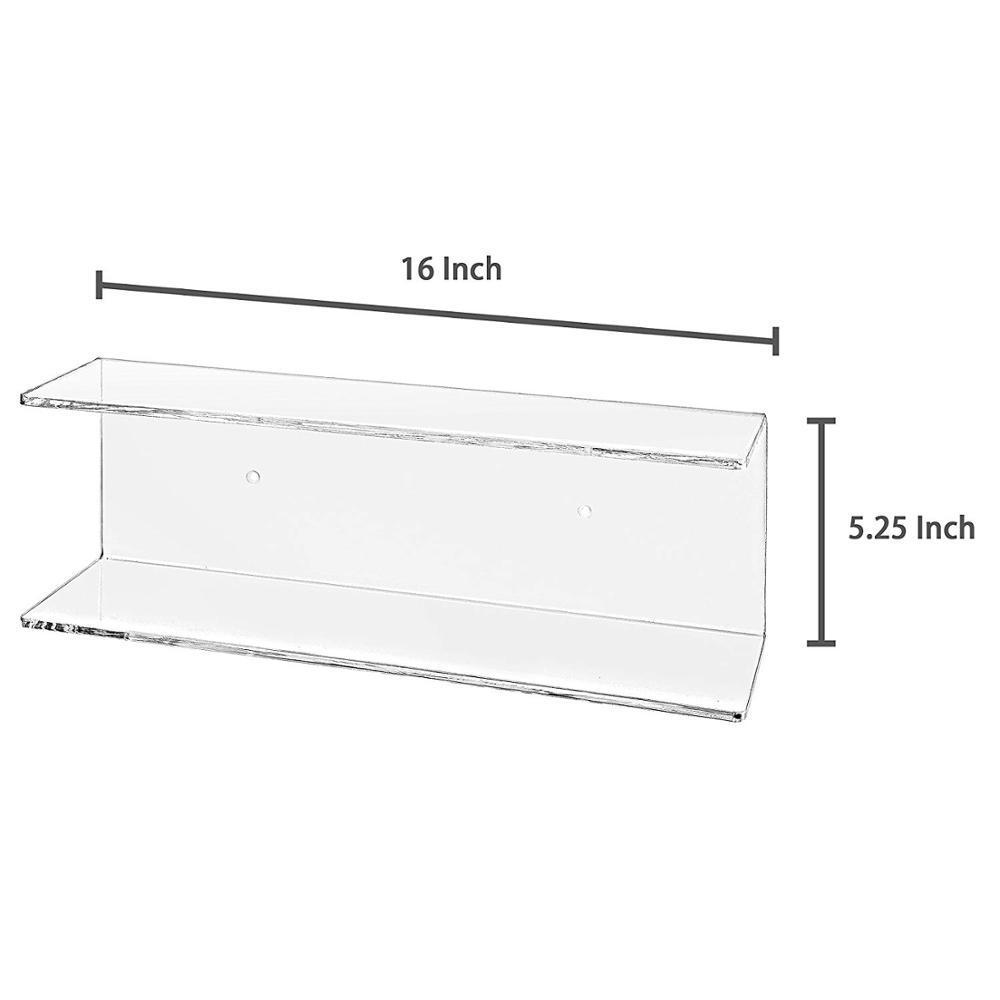 Hot Sale Acrylic Bookshelf Display Rack Clear Plastic Floating Wall Shelves Bathroom Acrylic Book Wall Storage Shelf