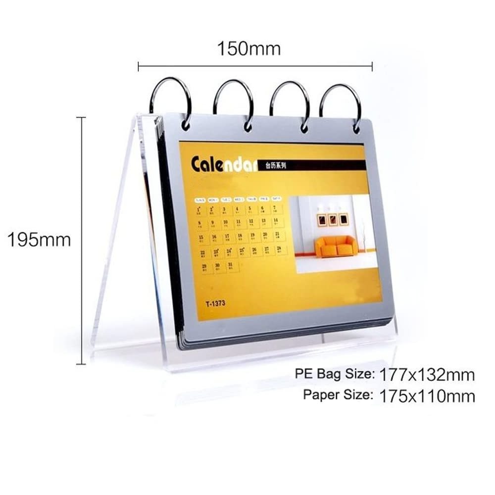 Factory  Acrylic Page-Turning Calendar Clear  Menu Stands Tabletop Flip Calendar  With PVC Pocket Acrylic Calendar Organizer