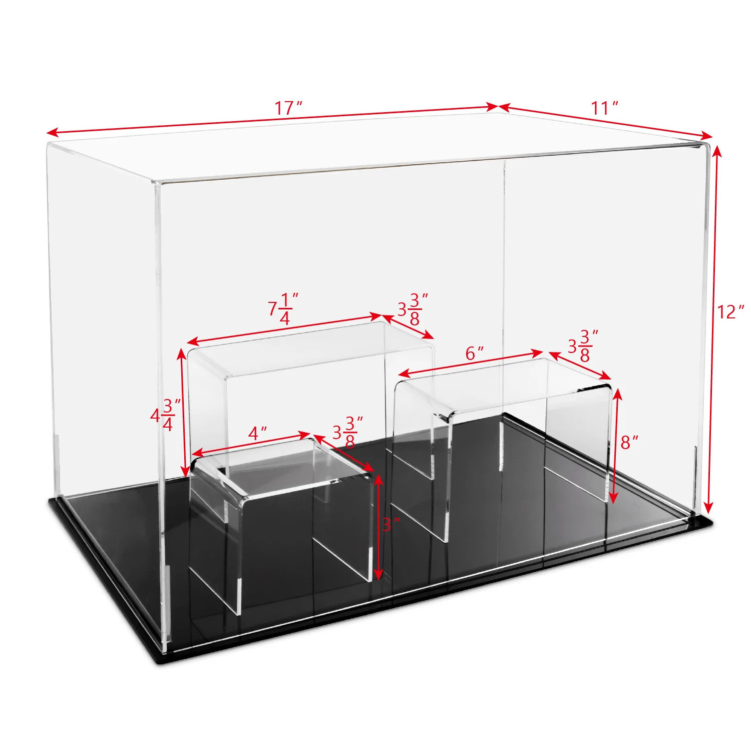 3 PCS Set  Tabletop Jewelry Cosmetic Makeup Shelf Accessories Clear Acrylic Display Riser with Case