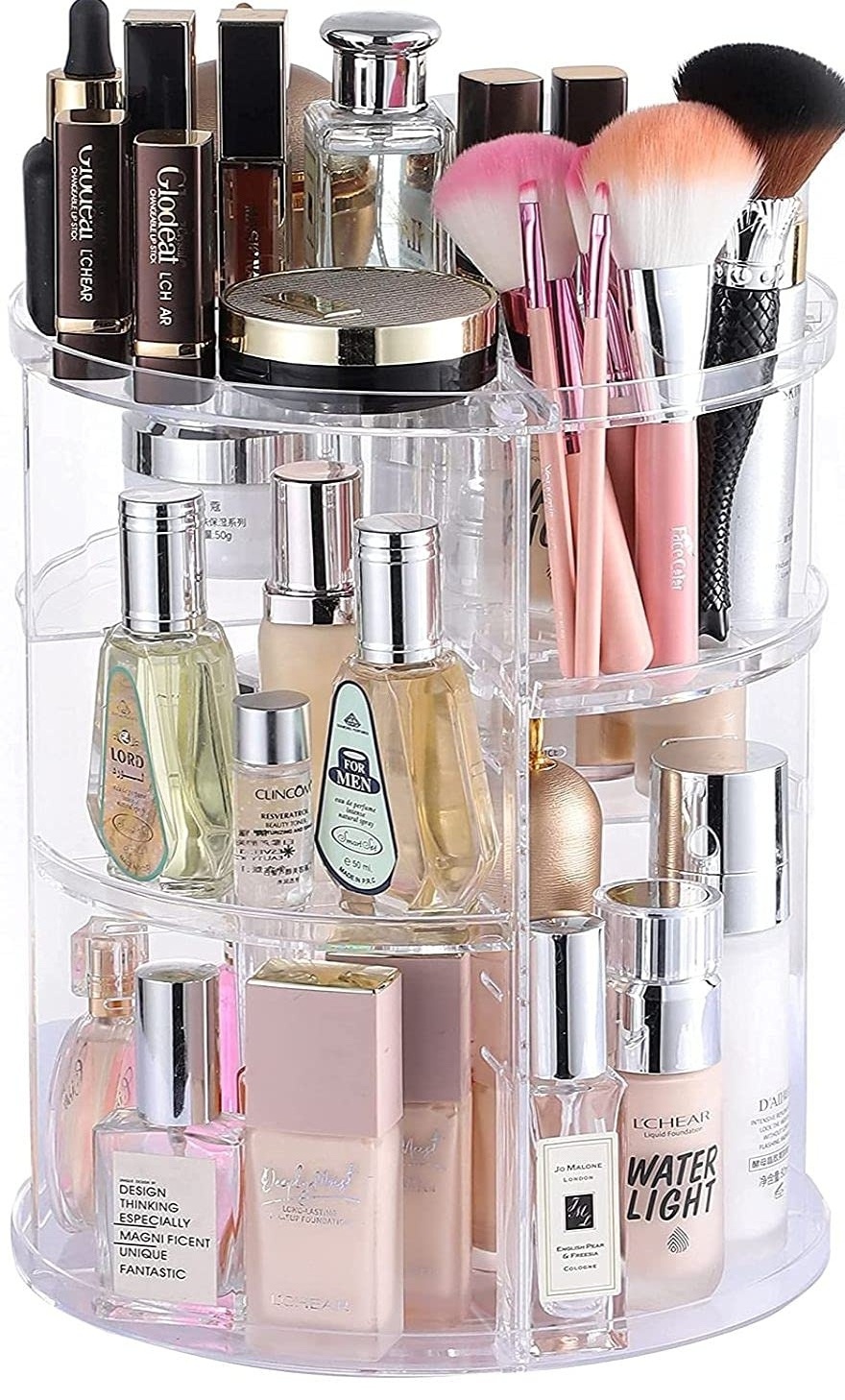 Wholesale 360 Degree Rotating Makeup Organizer 4 Tier Adjustable Spinning Cosmetic Storage Cases Acrylic Makeup Holder Display