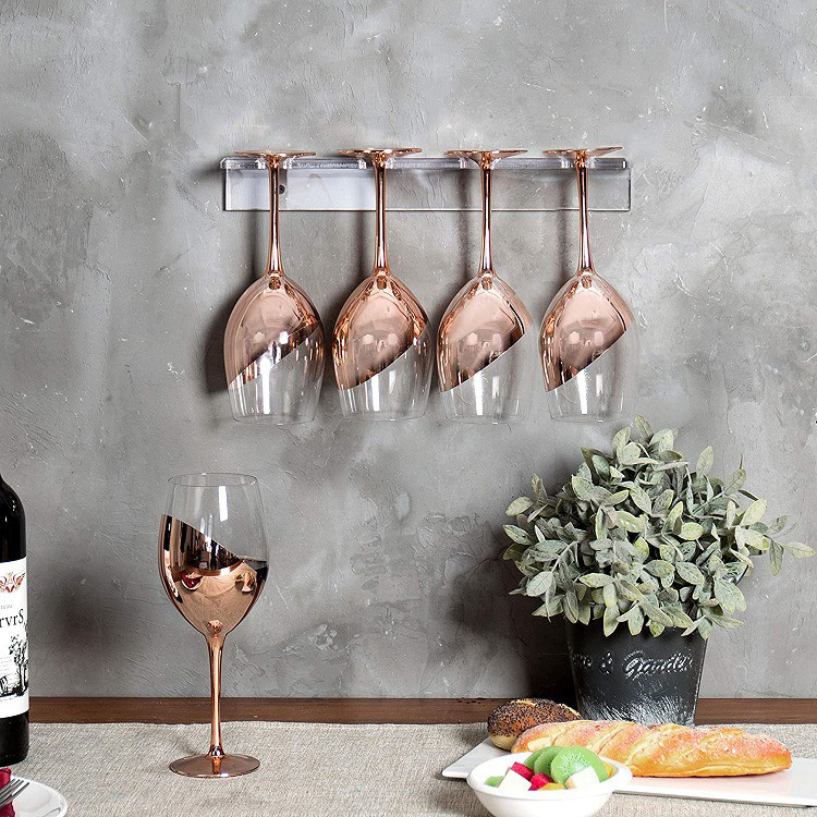 Kitchen Storage Plastic Wine Cup Holder Custom Wall Mount Clear Acrylic Wine Glass Organizer