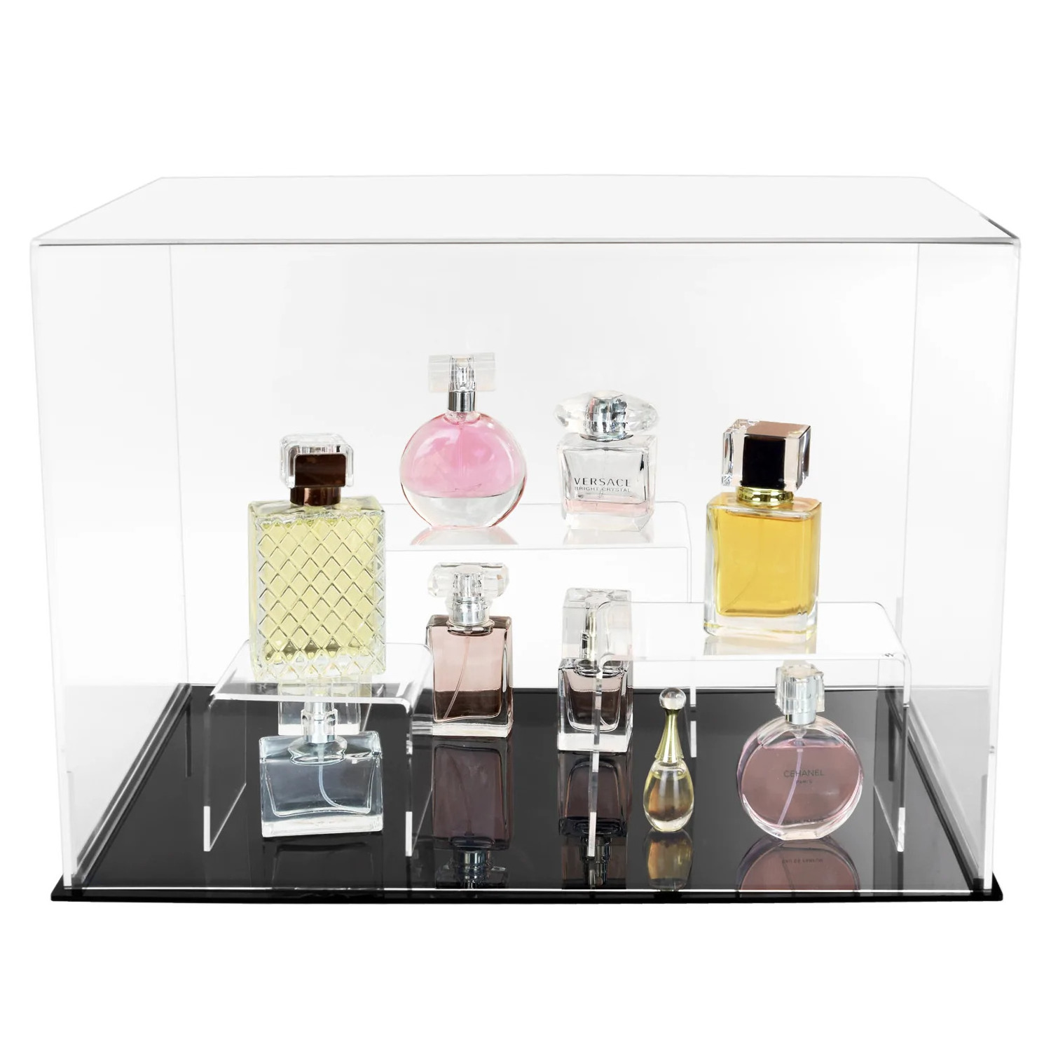 3 PCS Set  Tabletop Jewelry Cosmetic Makeup Shelf Accessories Clear Acrylic Display Riser with Case