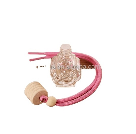 12ml Wholesale Rose Glass Perfume Bottle Car Aroma Hanging Empty Car Fragrance Diffuser