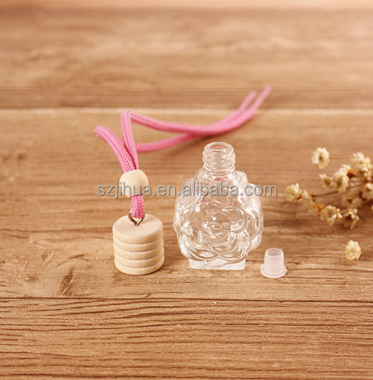 12ml Wholesale Rose Glass Perfume Bottle Car Aroma Hanging Empty Car Fragrance Diffuser