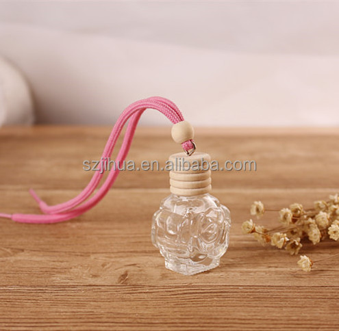 12ml Wholesale Rose Glass Perfume Bottle Car Aroma Hanging Empty Car Fragrance Diffuser