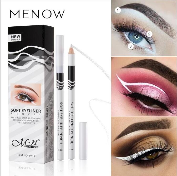 Menow P112 12 pieces/box Makeup Silky Wood Cosmetic White Soft Eyeliner Pencil Menow highlight pencil