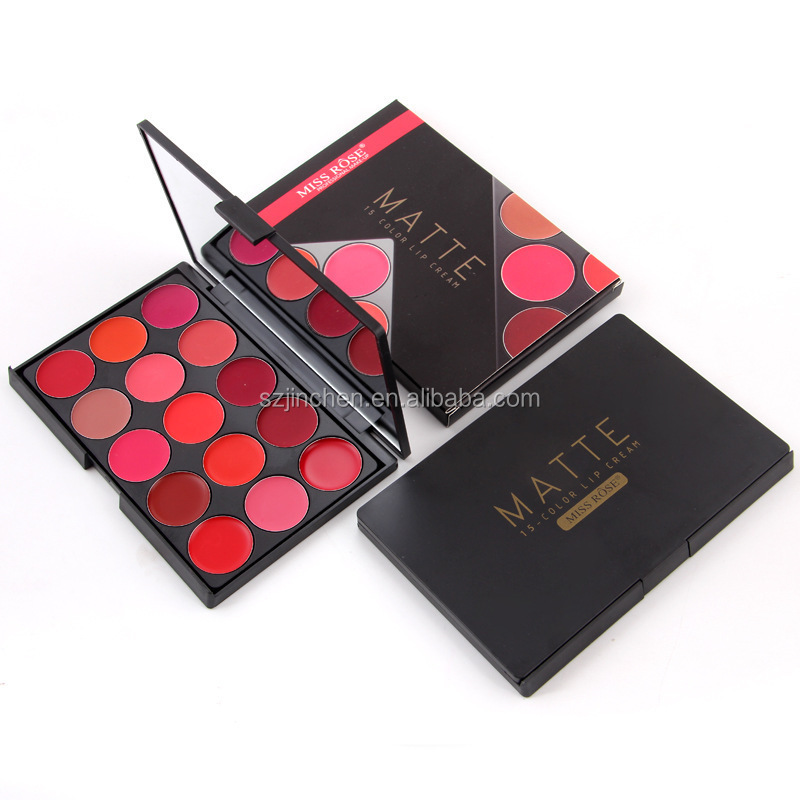 Miss Rose Chinese cosmetics 15 color matte lipstick lipstick palette long lasting lip gloss private label make your own lipstick