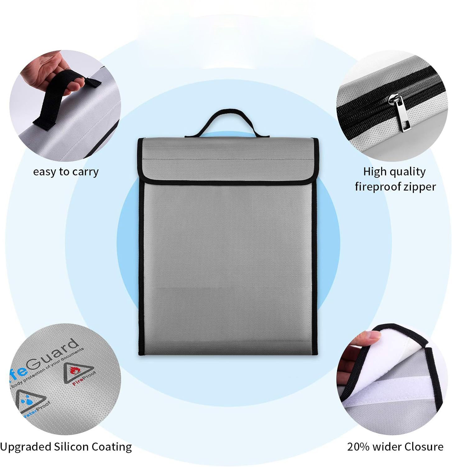 Custom New File Pocket Document Pouch Men Laptop Handbag Waterproof Fireproof Document Bag